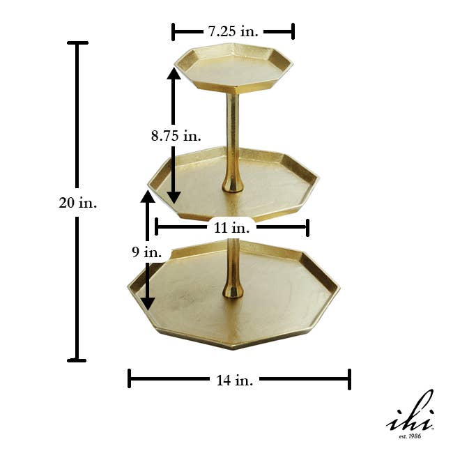 Gilded Octagon Stand, 2-Tier