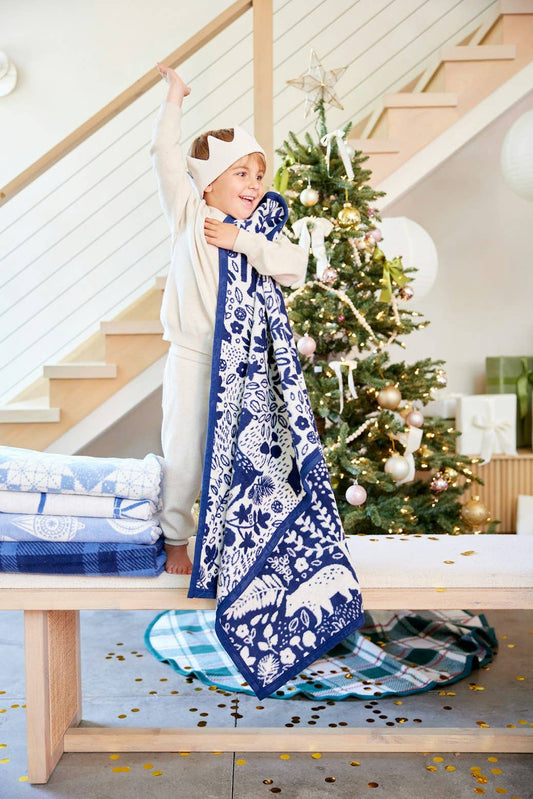 Whimsical Woods Navy Mini Blanket: Mini