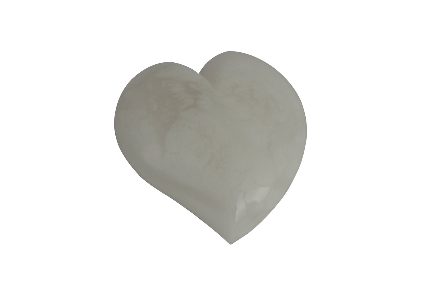 White Alabaster Stone Heart Paperweights 2.5"