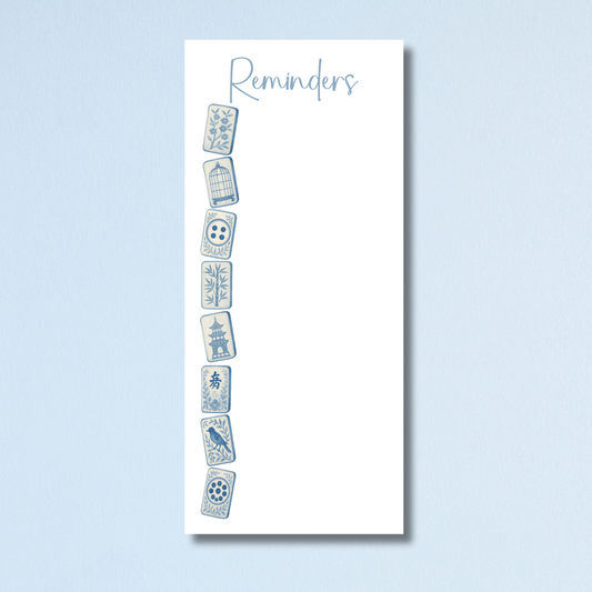 Watercolor Chinoiserie Mahjong Tile Rectangle Notepad : Things To Do Before Mahjong