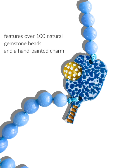 Hand-painted Pickleball Gemstone Crossbody Phone Chain