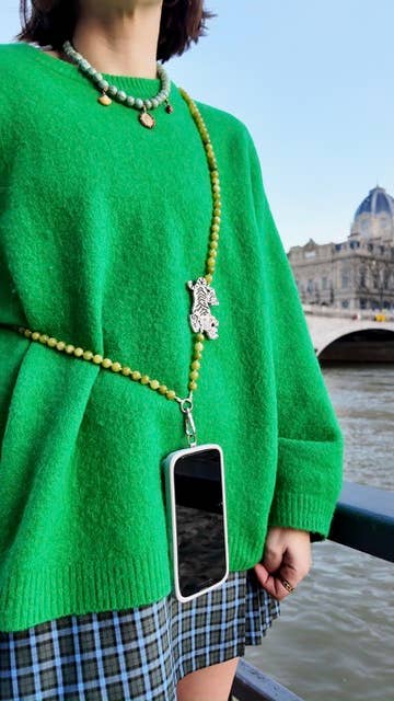 Hand-painted Tiger Gemstone Crossbody Phone Chain