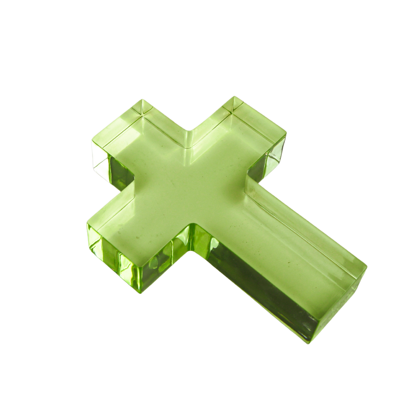 Small Green Cross Acrylic Weight
