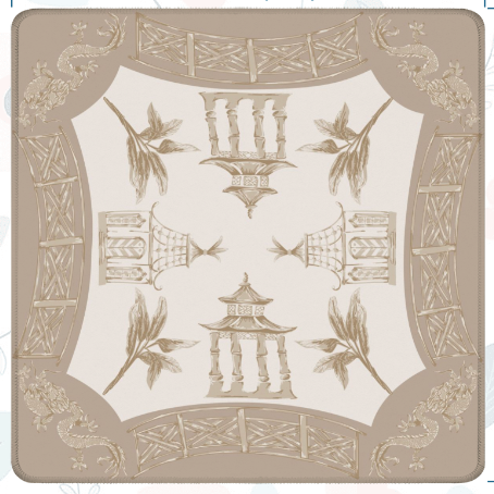 Watercolor Pagoda Mahjong Mat: Green