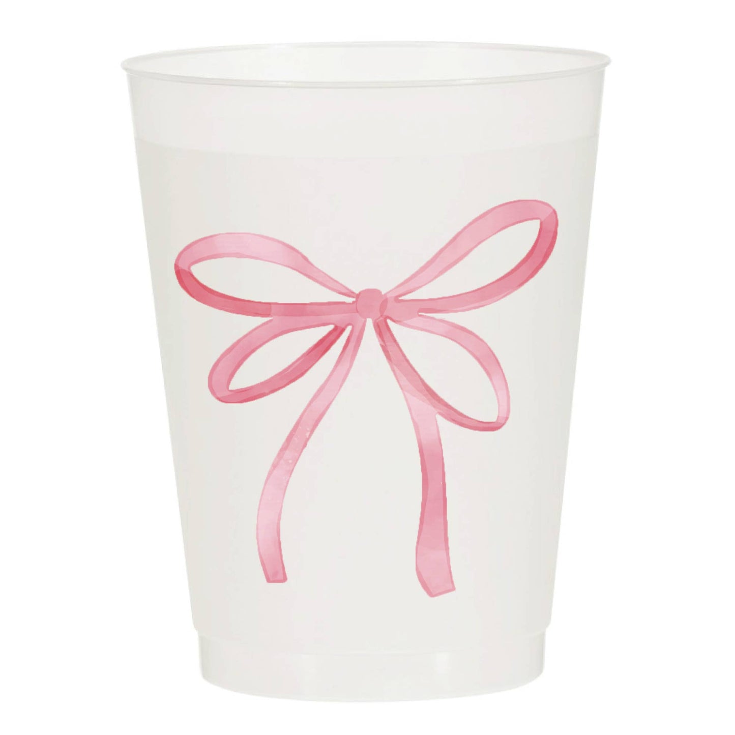 Pink Watercolor Bow Frosted Cups Pack of 6