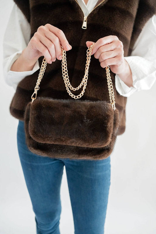 Faux Fur Foldover Bag