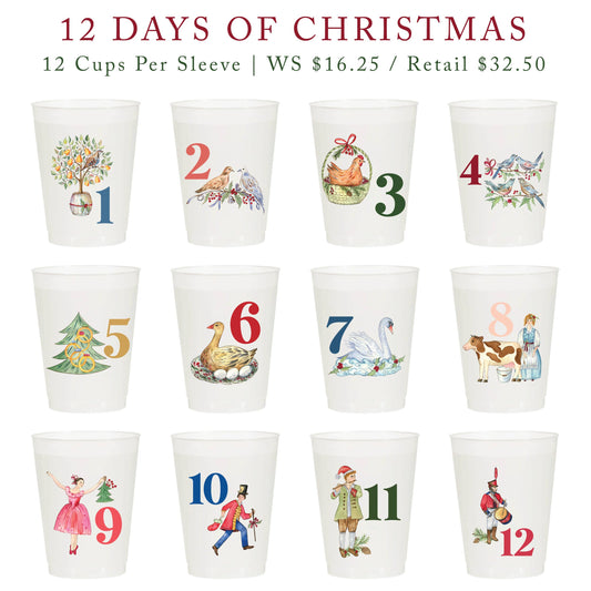 12 Days of Christmas Frosted Cups / 12 Cups - Christmas