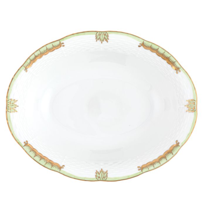 Herend Princess Victoria Green Oval Vegetable Dish