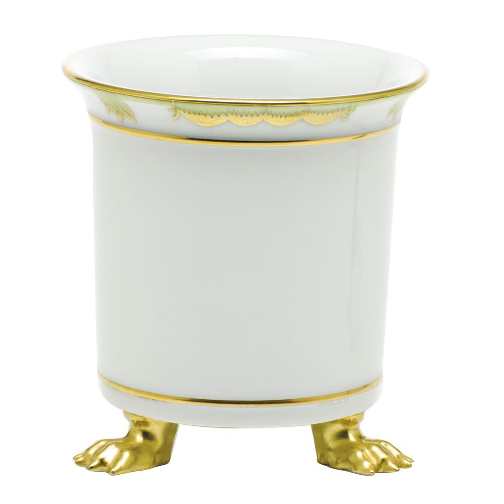 Herend Mini Cachepot with Feet Princess Victoria Green
