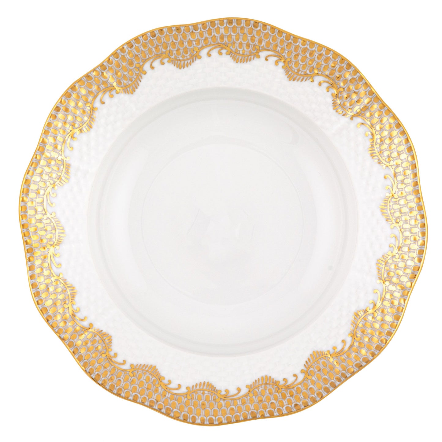 Herend Fish Scale Gold Rim Soup Plate