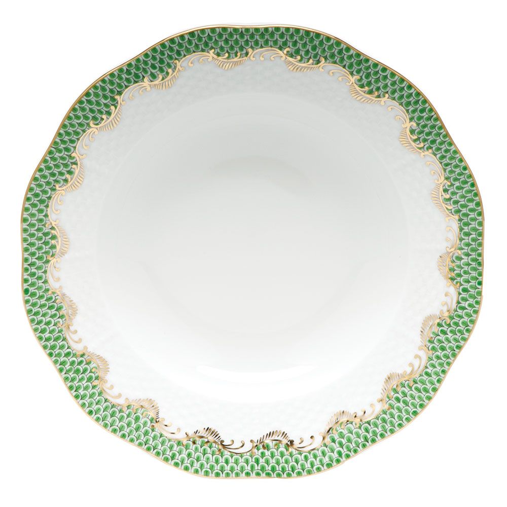 Herend Fish Scale Jade Rim Soup Plate