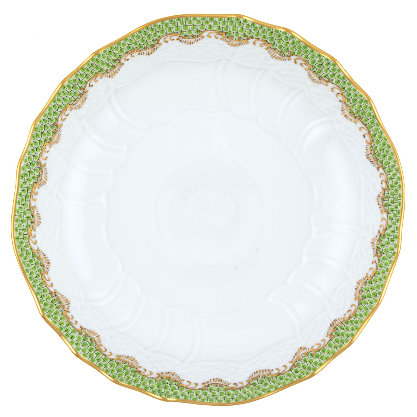 Herend Fish Scale Evergreen Scalloped Dinner Bowl