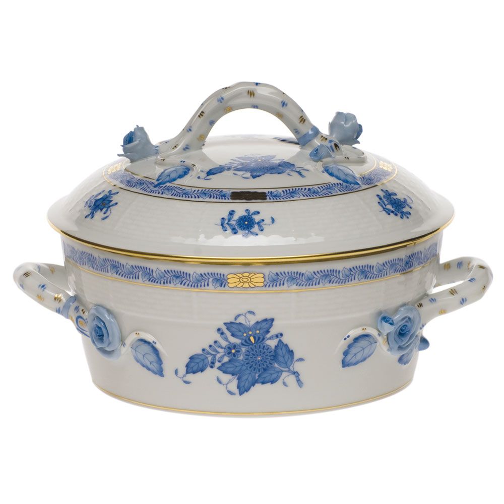 Herend Chinese Bouquet Blue Small Covered Vegetable Dish