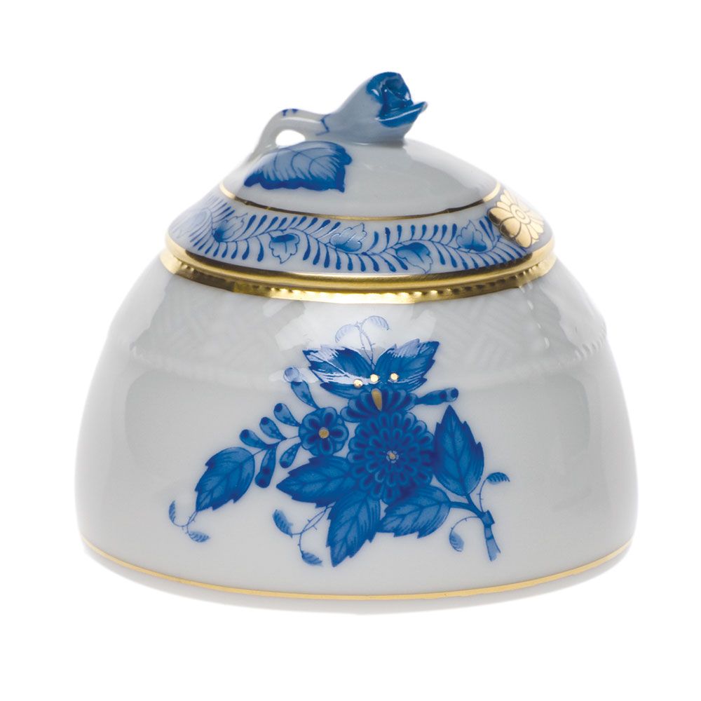 Herend Chinese Bouquet Blue Honey Pot