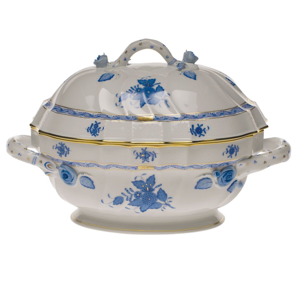 Herend Chinese Bouquet Blue Tureen with Branch
