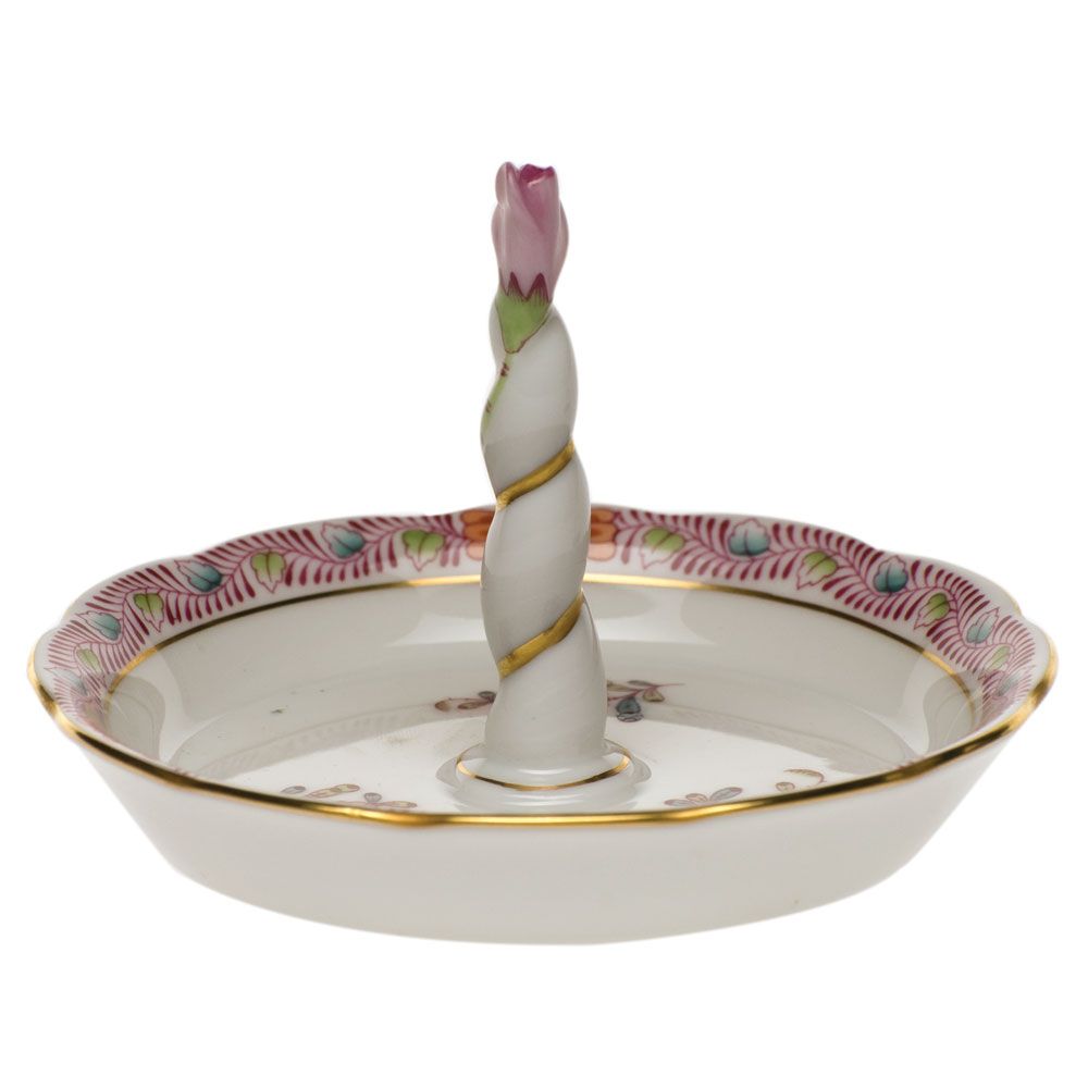 Herend Ring Holder with Rose Bud