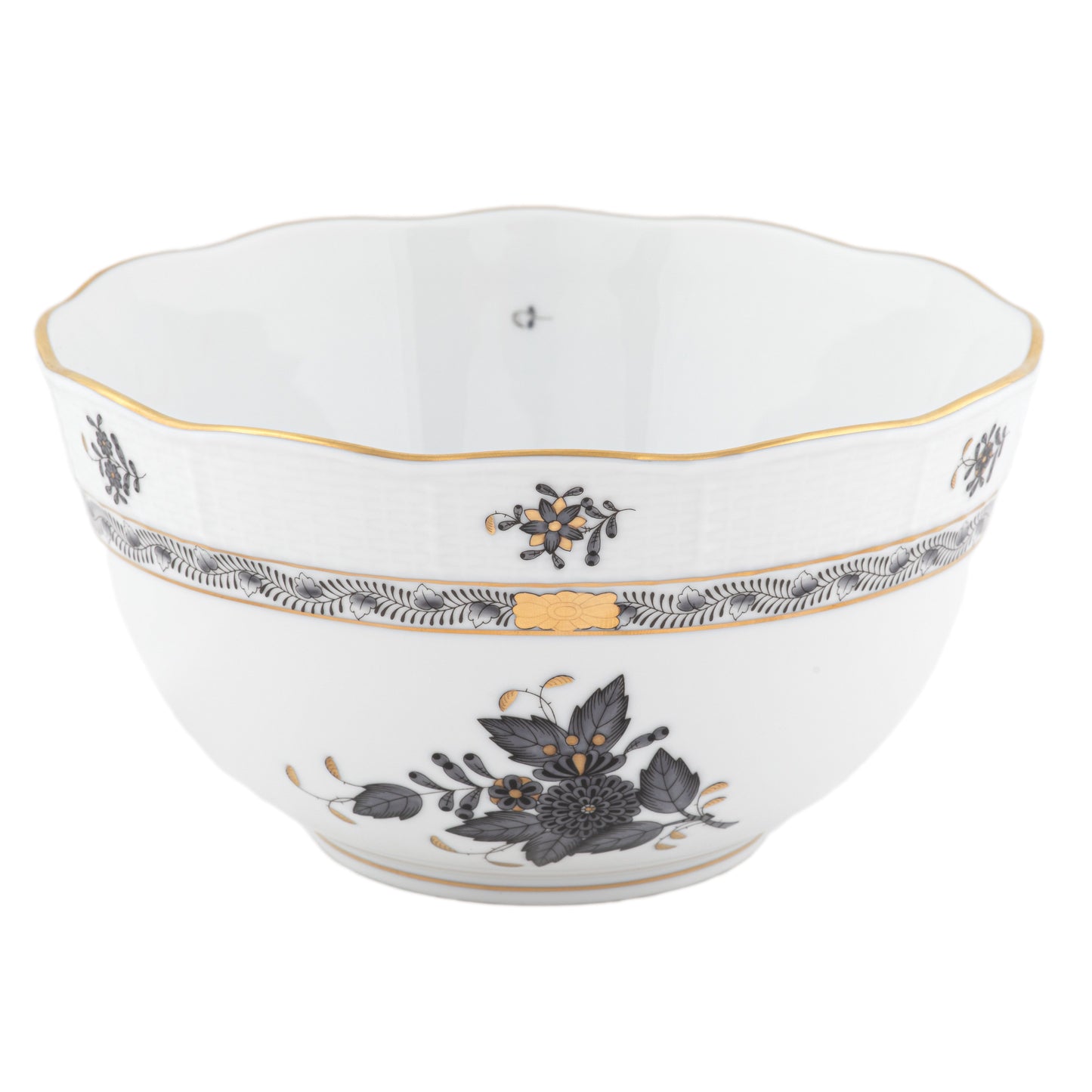Herend Chinese Bouquet Black Dinner Bowl