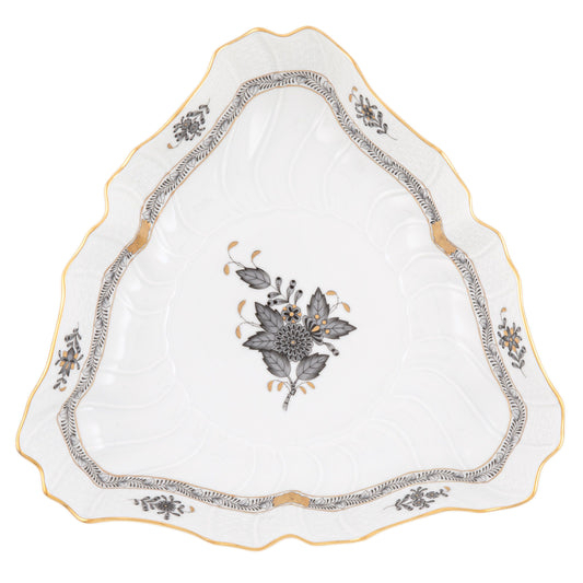 Herend Chinese Bouquet Black Triangle Dish