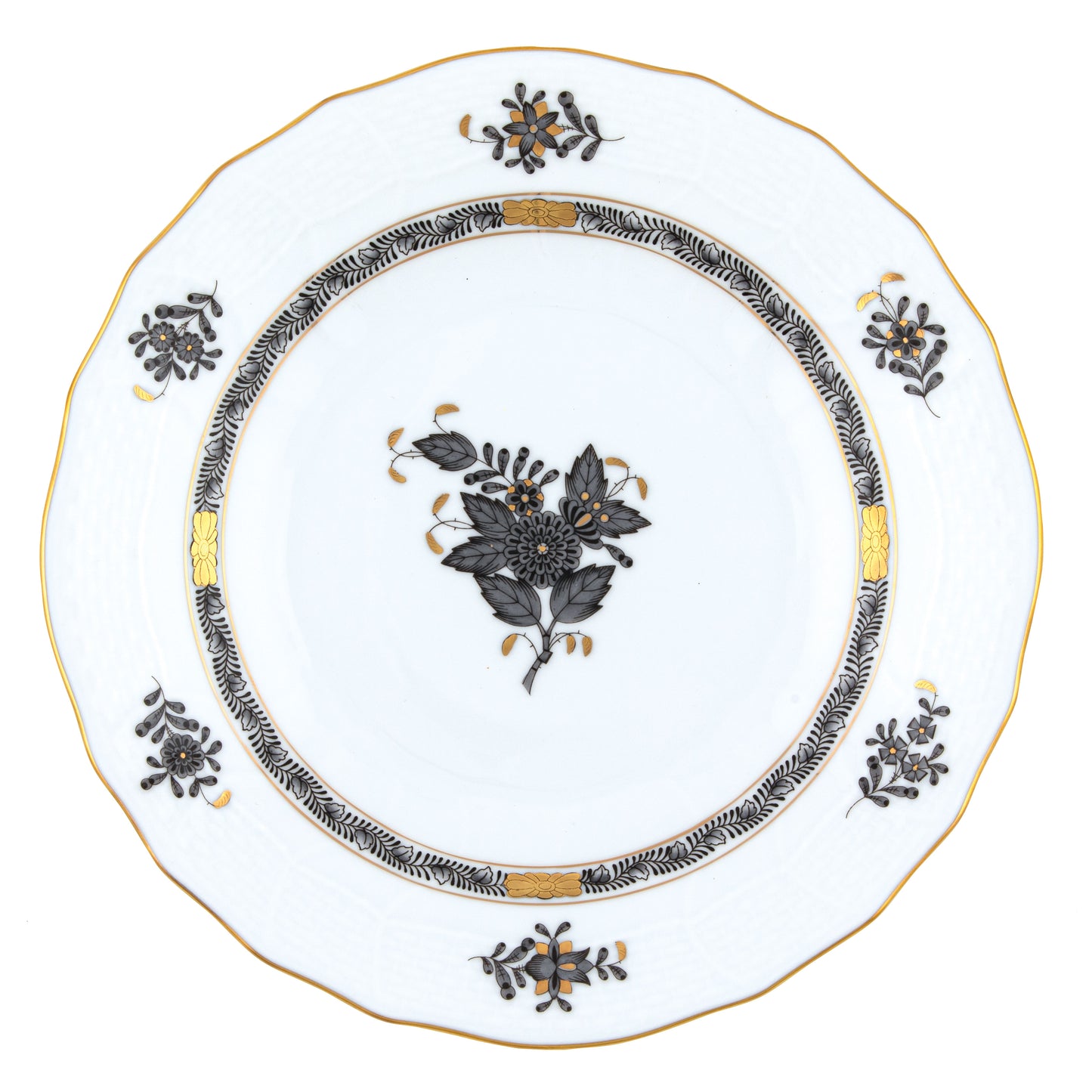 Herend Chinese Bouquet Black Salad Plate