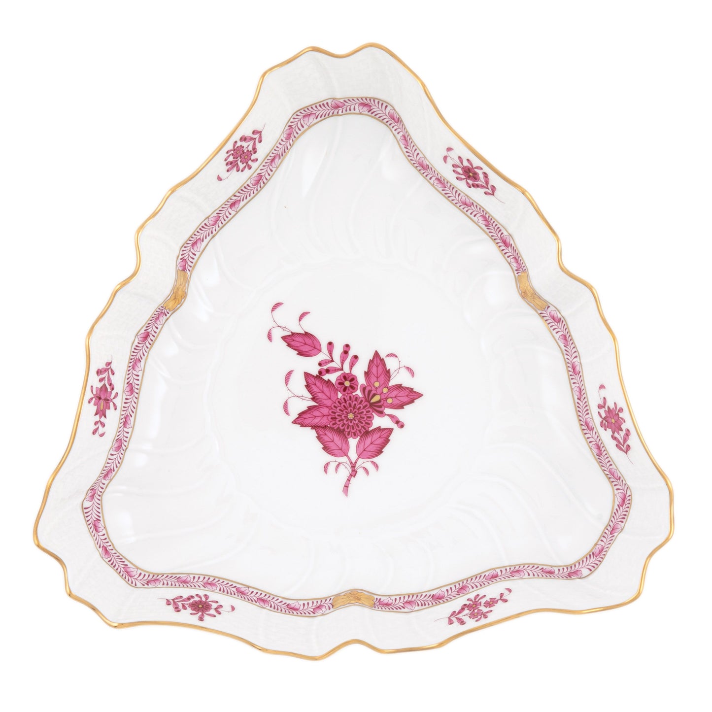 Herend Chinese Bouquet Raspberry Triangle Dish