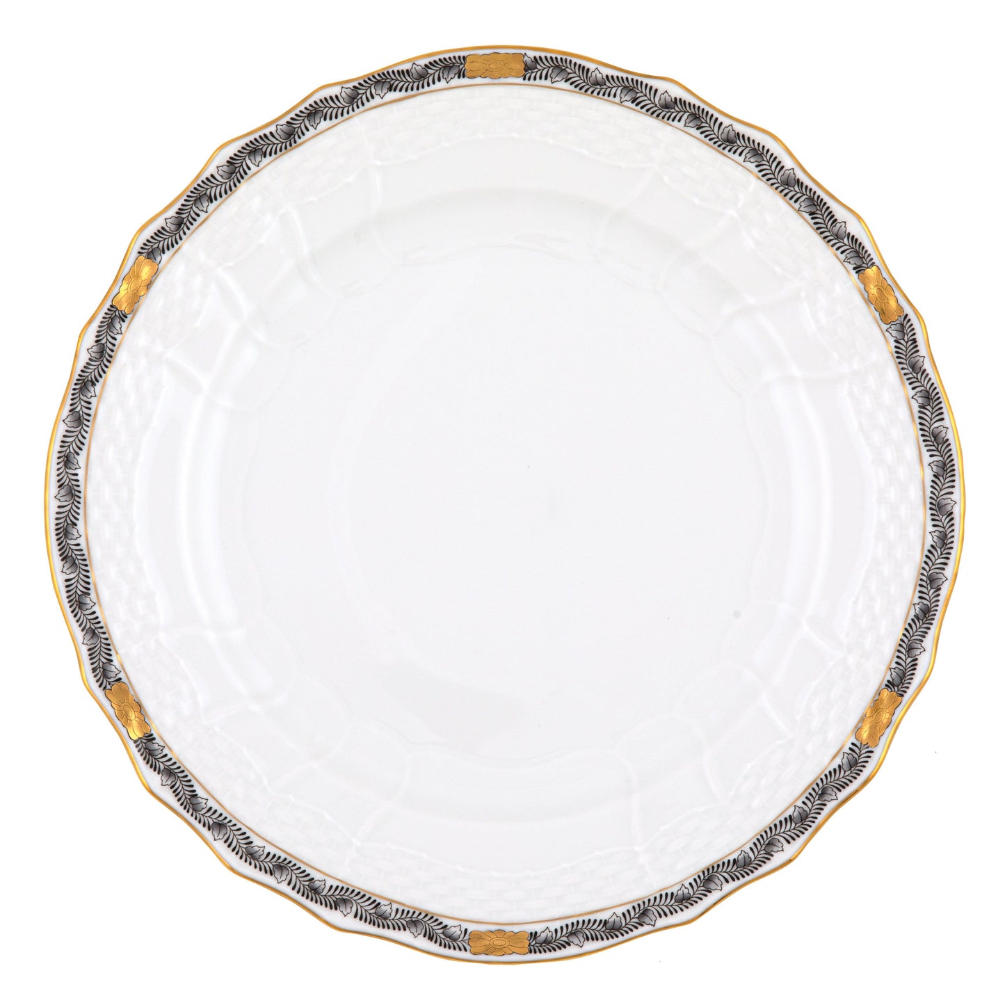 Herend Chinese Bouquet Garland Black Dinner Plate