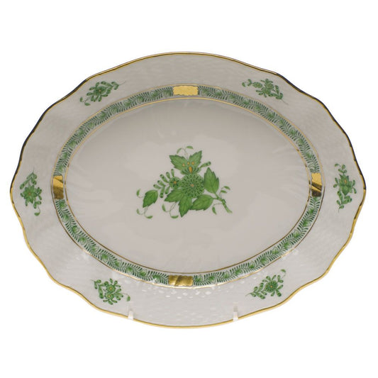 Herend Chinese Bouquet Green Oval Vegetable Dish