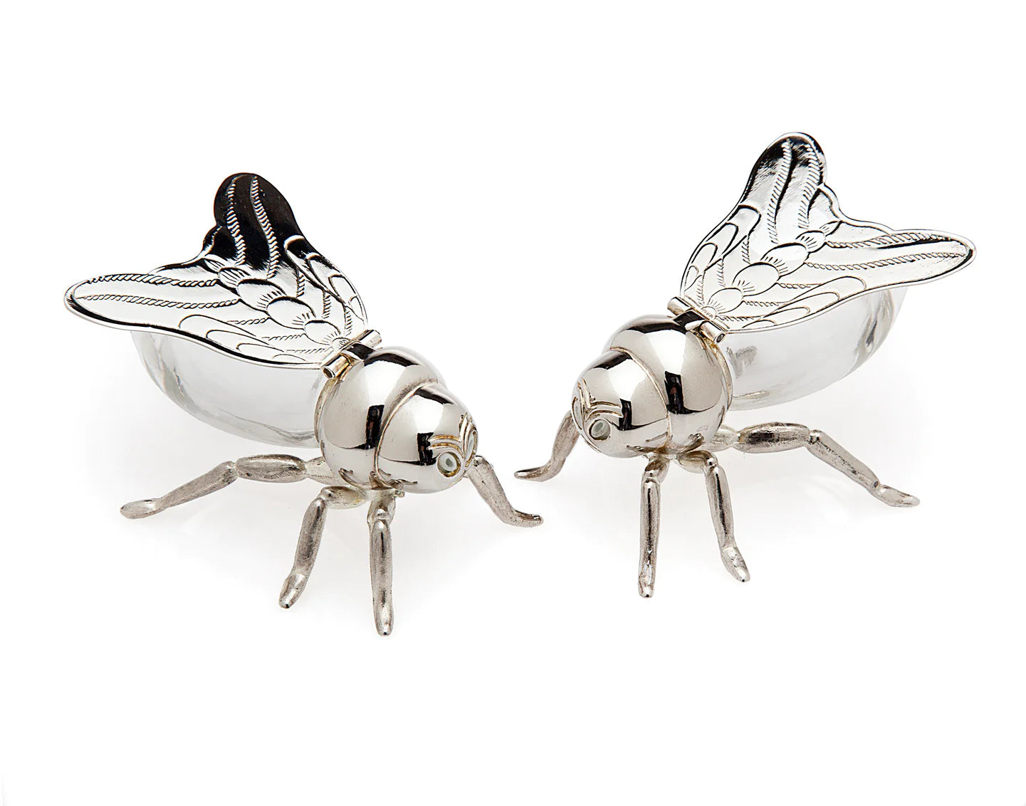 Stainless Steel Glass Bee Salt & Pepper Shaker Set