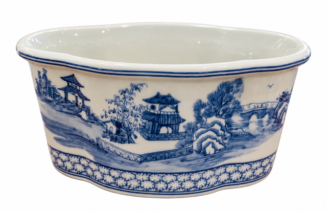 Blue and White Canton Cachepot