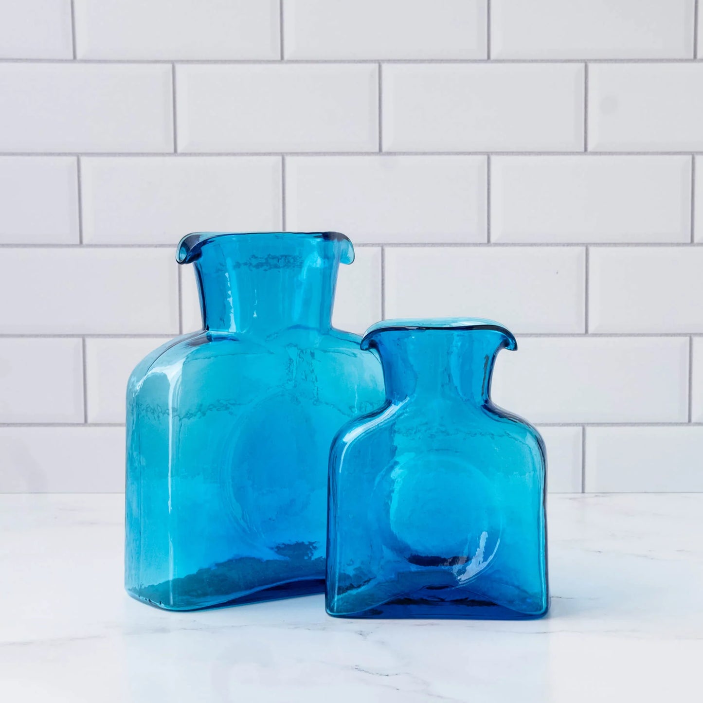Blenko 384 Water Bottle Glass Turquoise Vase | Large