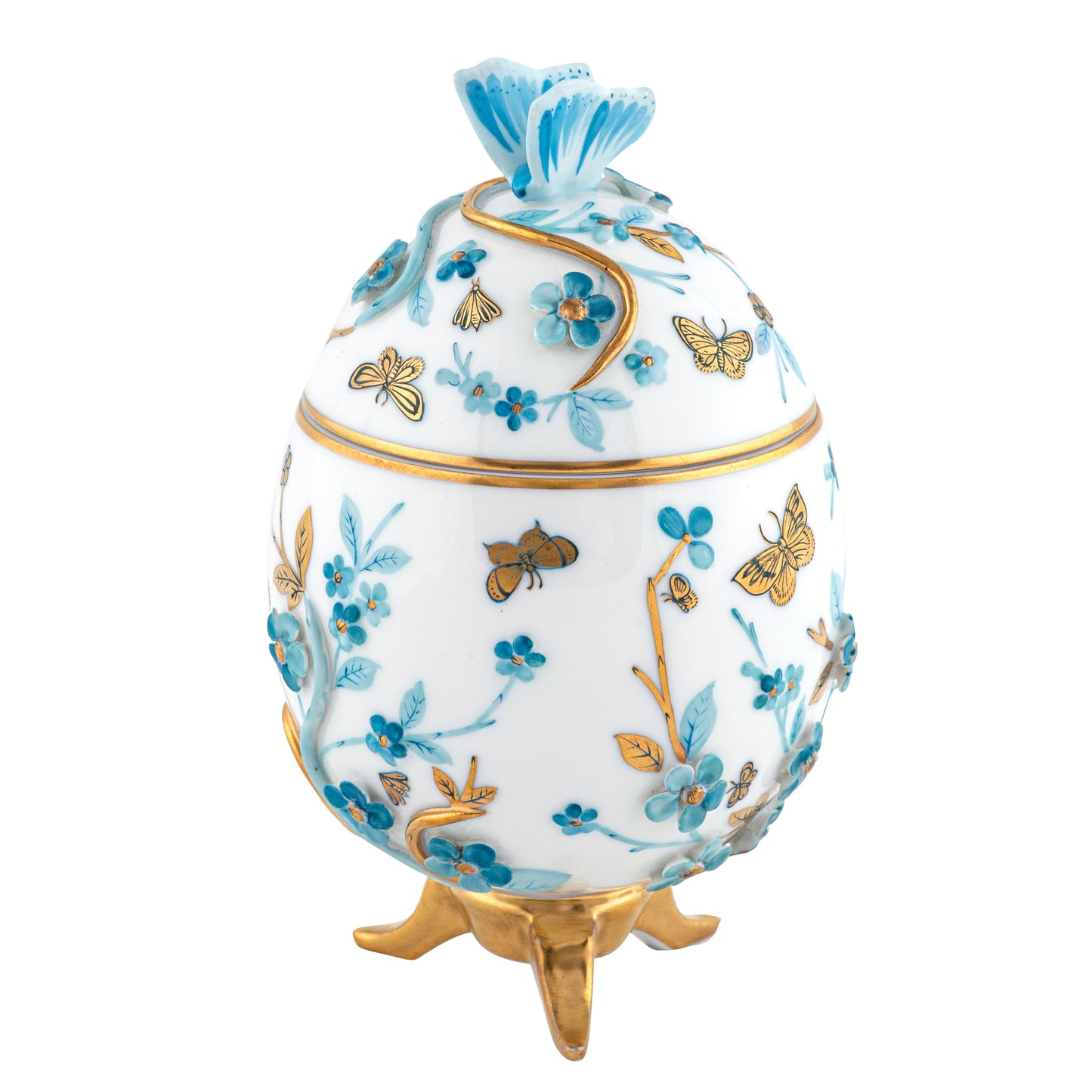 Herend Egg with Flowers Blue