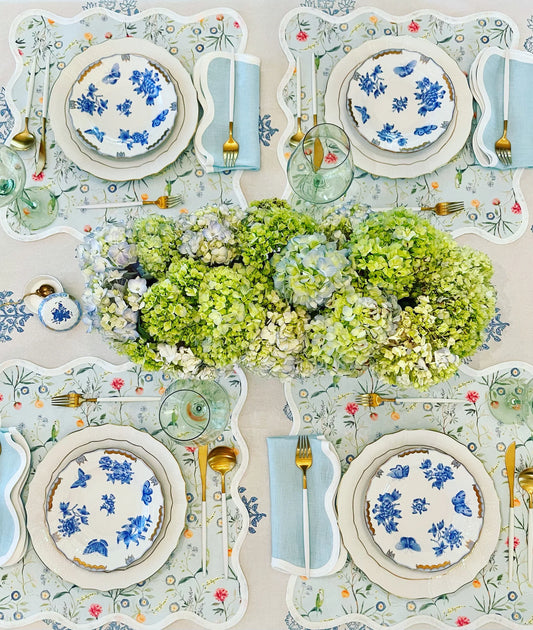 Linen Scalloped Square Sky Blue