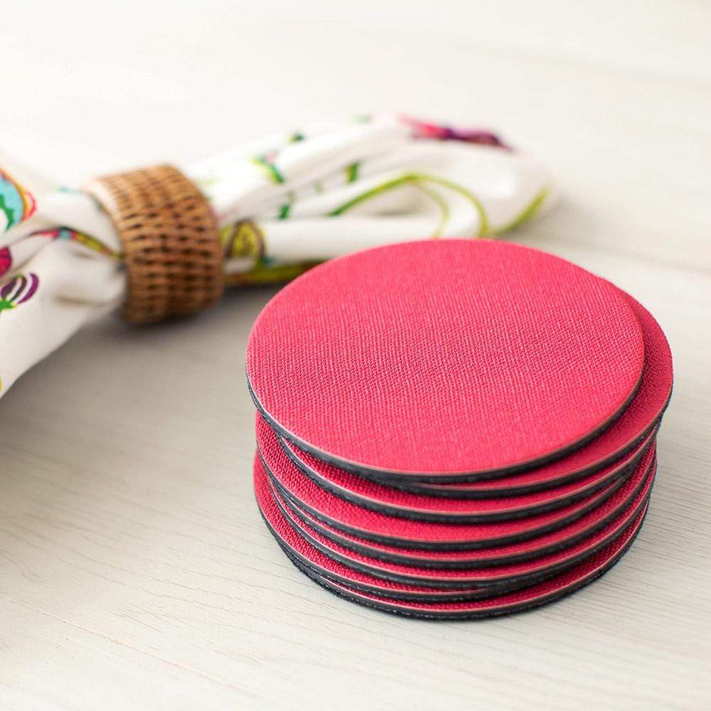 Caspari Classic Canvas Coaster Set | Fuschia