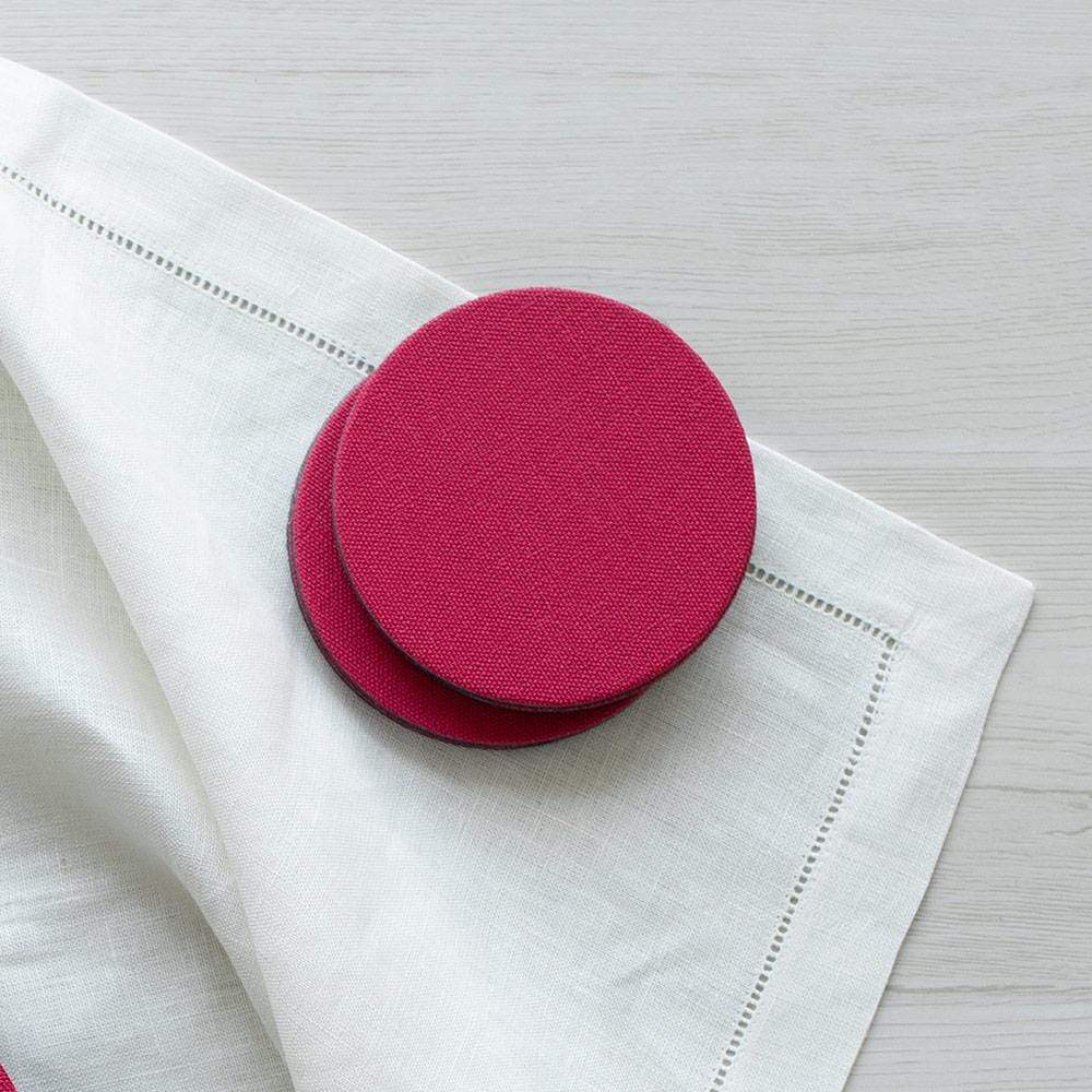 Caspari Classic Canvas Coaster Set | Fuschia