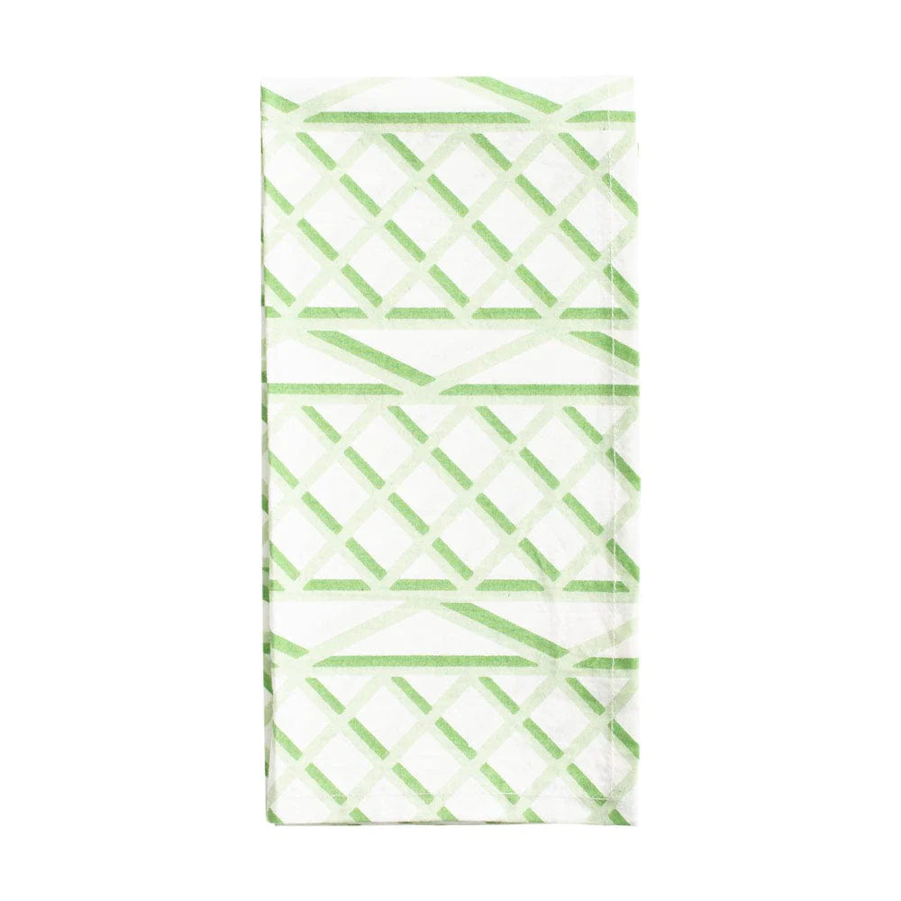 Caspari Trellis Cotton Dinner Napkins | Green & White