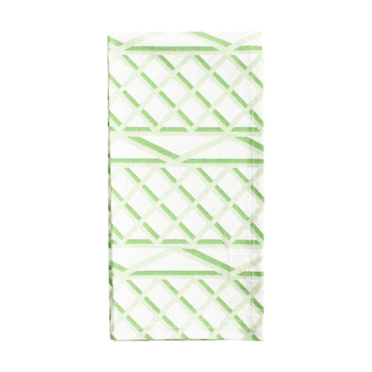 Caspari Trellis Cotton Dinner Napkins | Green & White