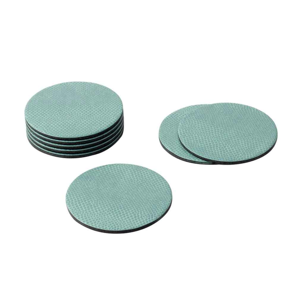 Caspari Faux Leather Snakeskin Coaster Set | Mist