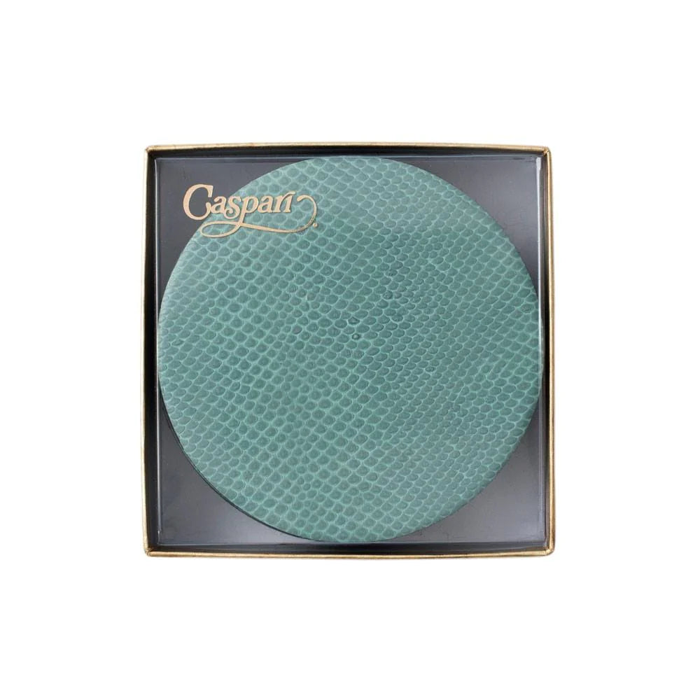 Caspari Faux Leather Snakeskin Coaster Set | Mist