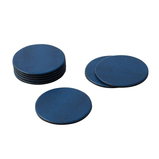 Caspari Faux Leather Snakeskin Coaster Set | Navy Blue