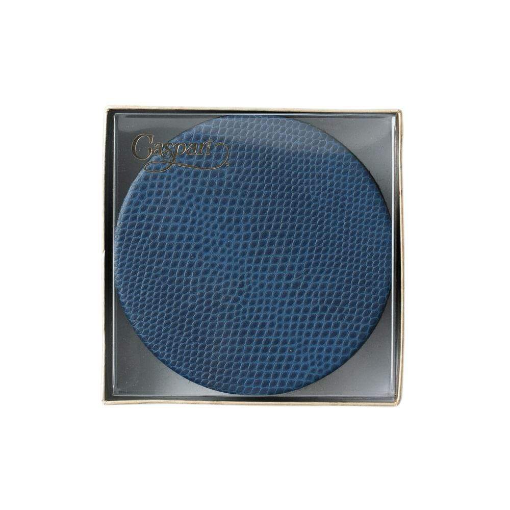 Caspari Faux Leather Snakeskin Coaster Set | Navy Blue
