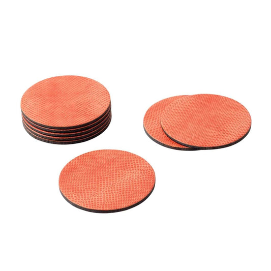 Caspari Faux Leather Snakeskin Coaster Set | Coral