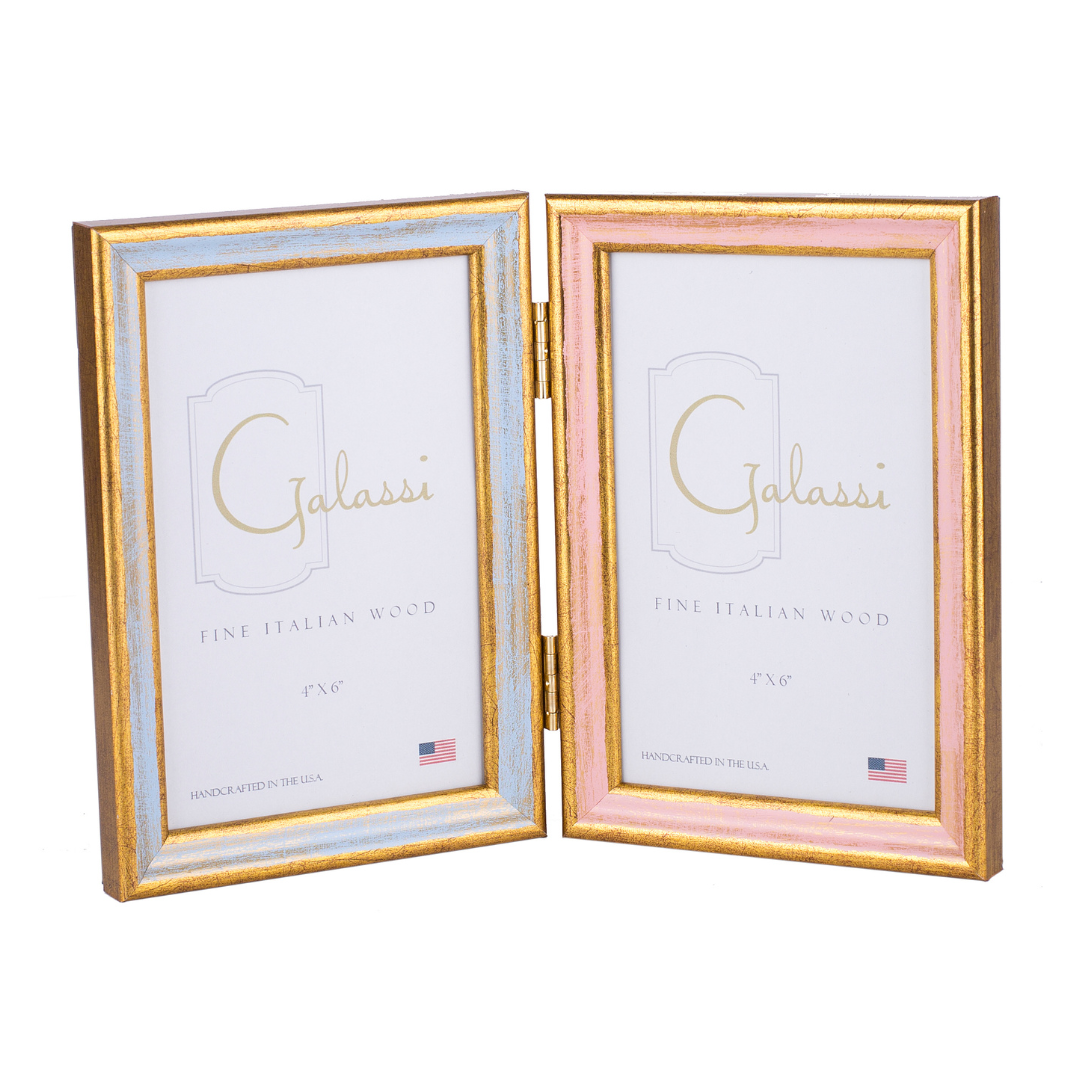 Wood Hinged Frames, Blue & Pink