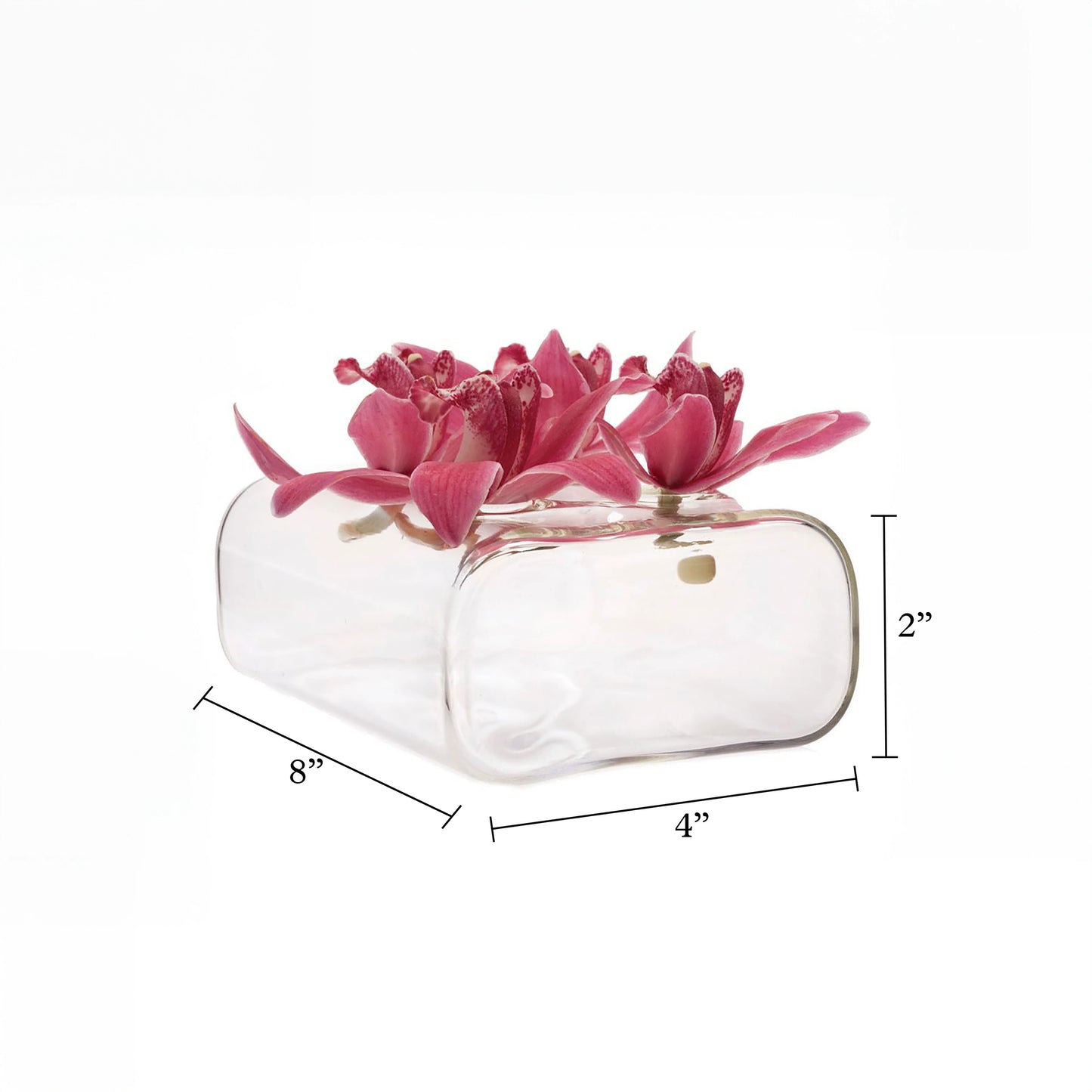 Rectangle Flute Glass Flower Vase -4 holes