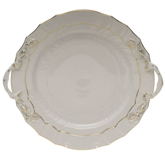 Herend Golden Edge Chop Plate with Handles
