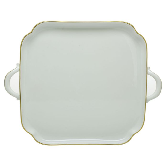 Herend Golden Edge Square Tray with Handles