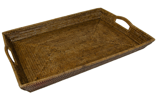 Large Rattan Tray with Handles