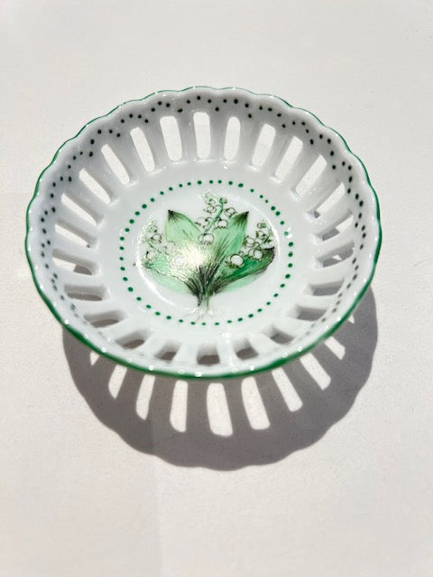 Hand painted Lilly of the Valley Dish