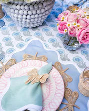 Linen Scalloped Square Cornflower Blue