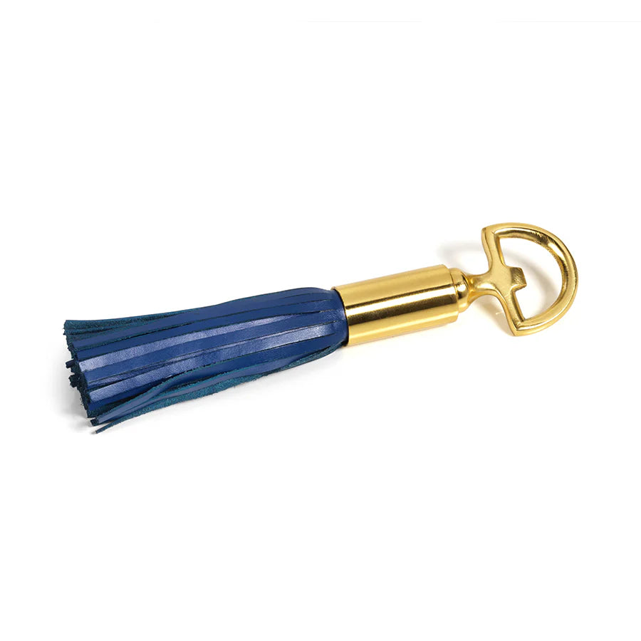 Leather Tassel Bottle Opener Navy and Gold