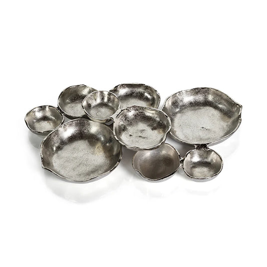 Charcuterie Serving Bowls Cluster of 9 Medium Nickel