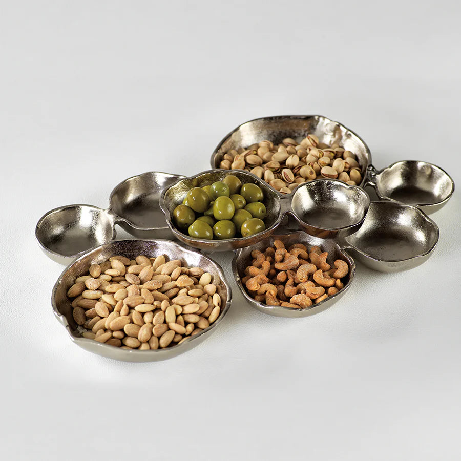 Charcuterie Serving Bowls Cluster of 9 Medium Nickel